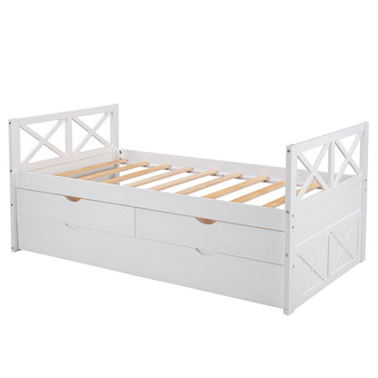 White Twin Bed with Trundle