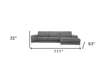 Dark Gray Polyester L Shaped Two Piece Sofa and Chaise Sectional