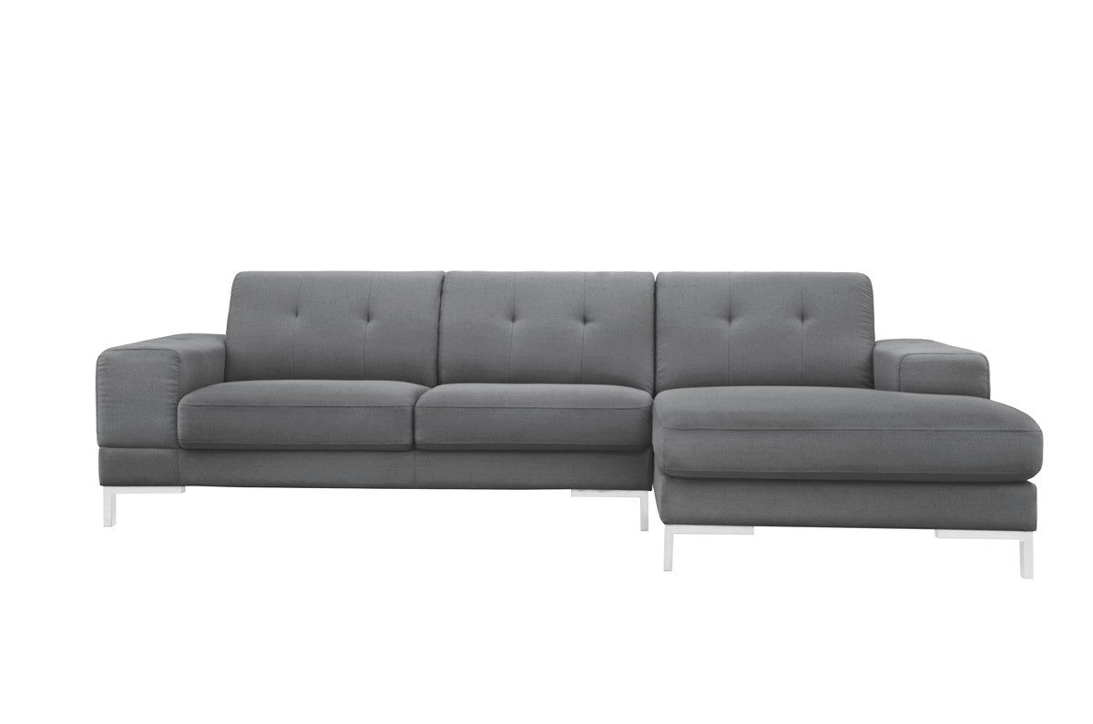 Dark Gray Polyester L Shaped Two Piece Sofa and Chaise Sectional