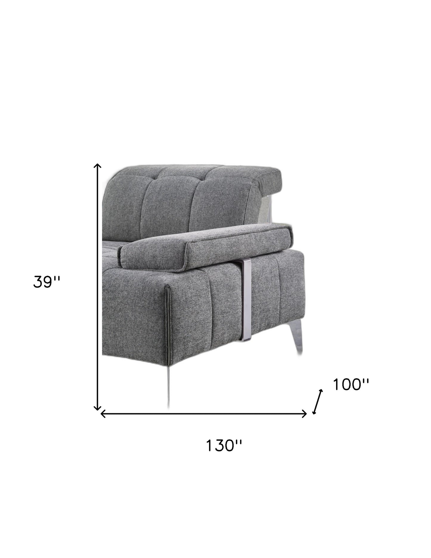 Gray Polyester Modular L Shaped Three Piece Corner Sectional