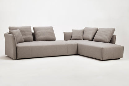 Light Gray Polyester Modular L Shaped Two Piece Sofa and Chaise Sectional And Toss Pillows