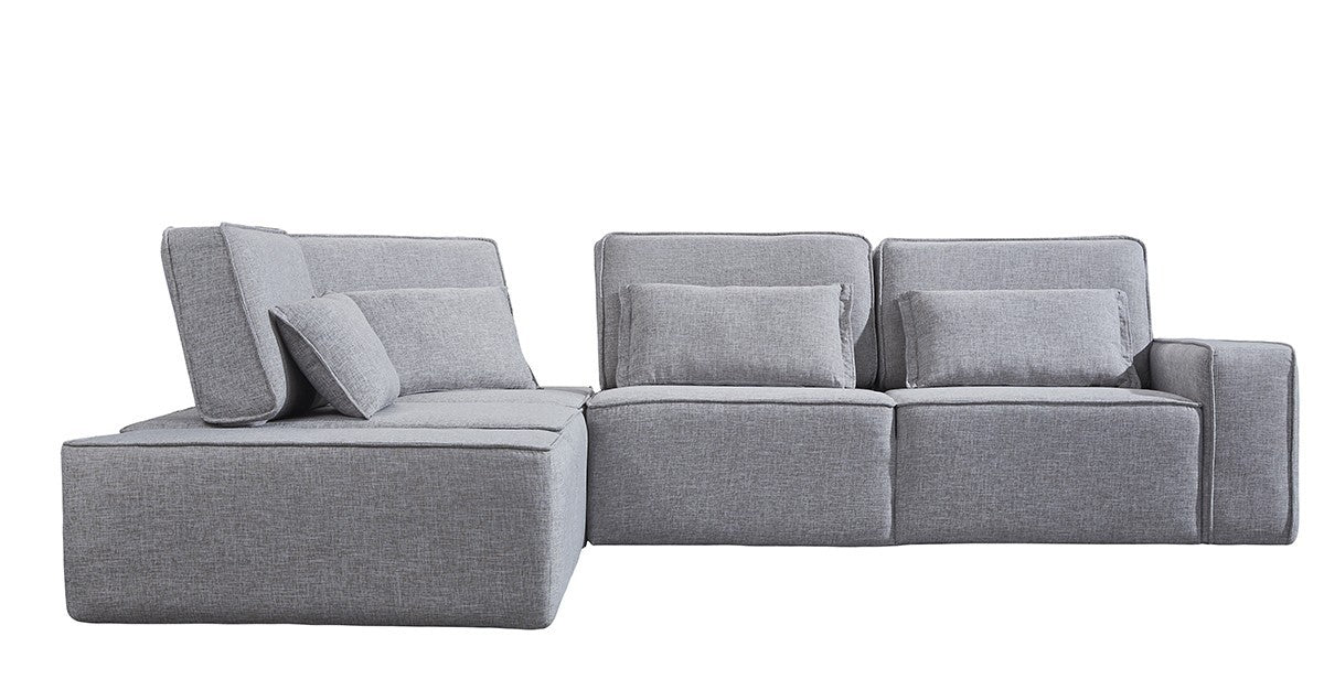 Light Gray Polyester Modular L Shaped Four Piece Corner Sectional