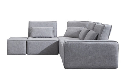 Light Gray Polyester Modular L Shaped Four Piece Corner Sectional