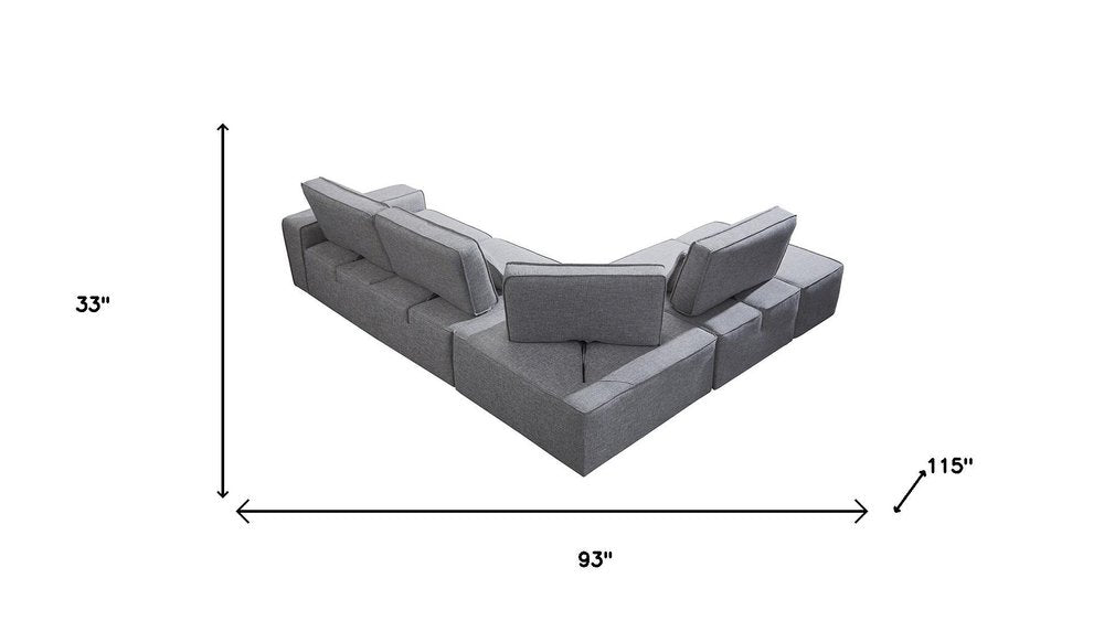 Light Gray Polyester Modular L Shaped Four Piece Corner Sectional