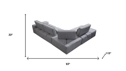 Light Gray Polyester Modular L Shaped Four Piece Corner Sectional