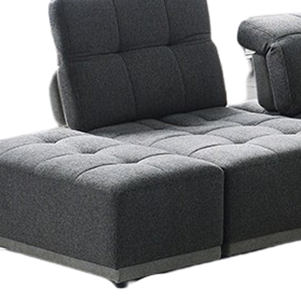 Gray Fabric Modular U Shaped Seven Piece Corner Sectional With Ottoman