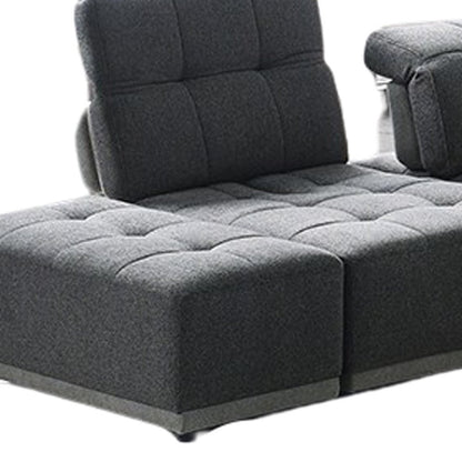 Gray Fabric Modular U Shaped Seven Piece Corner Sectional With Ottoman