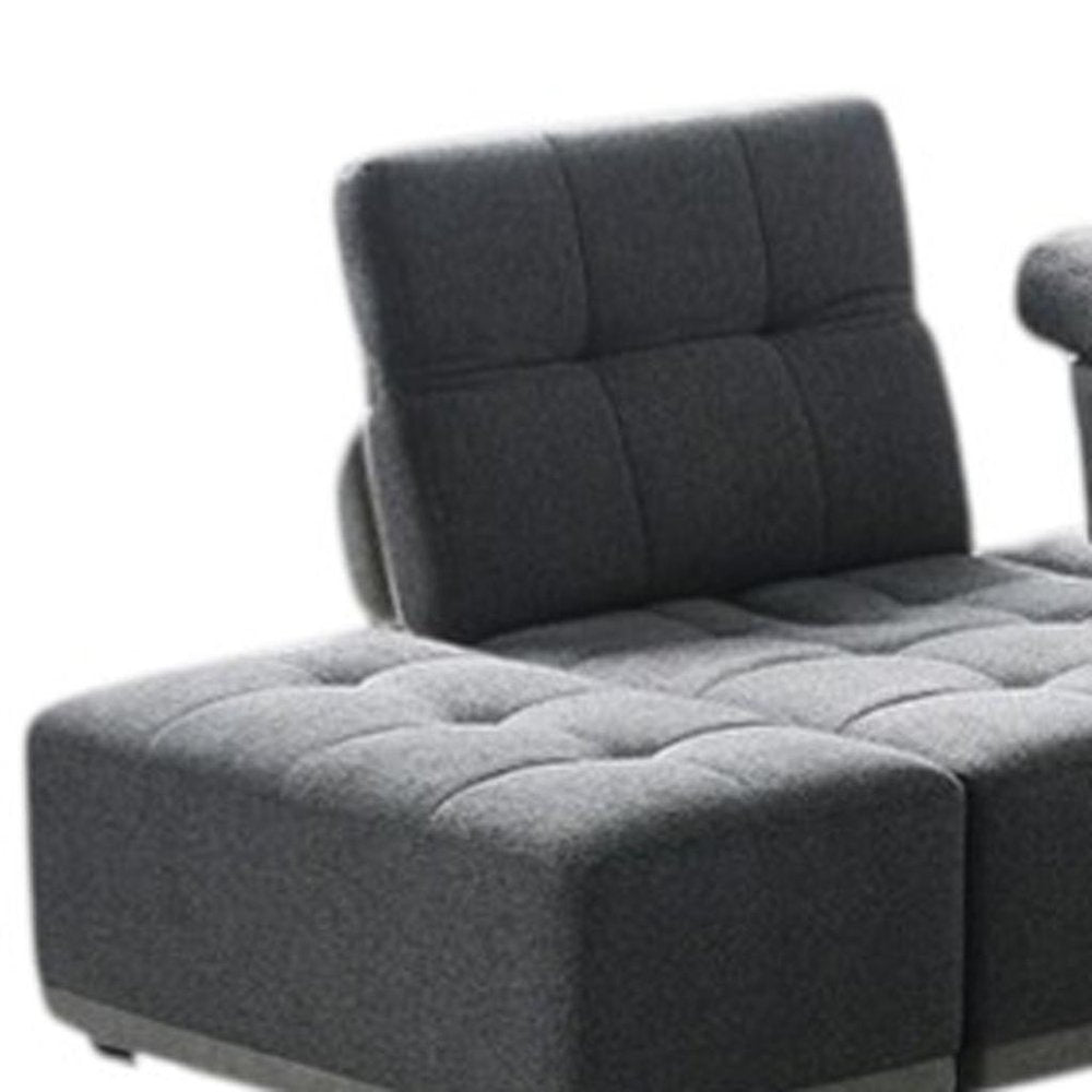 Gray Polyester Modular U Shaped Seven Piece Corner Sectional