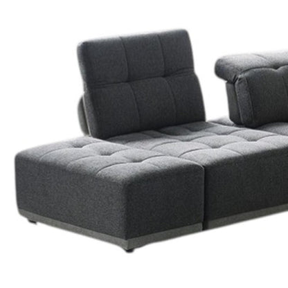 Gray Polyester Modular U Shaped Seven Piece Corner Sectional