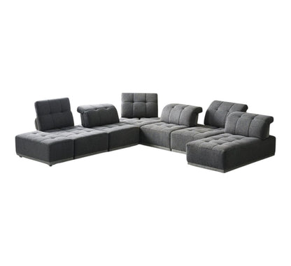 Gray Polyester Modular U Shaped Seven Piece Corner Sectional