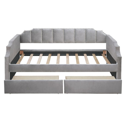 Twin Gray Upholstered Polyester Blend Bed