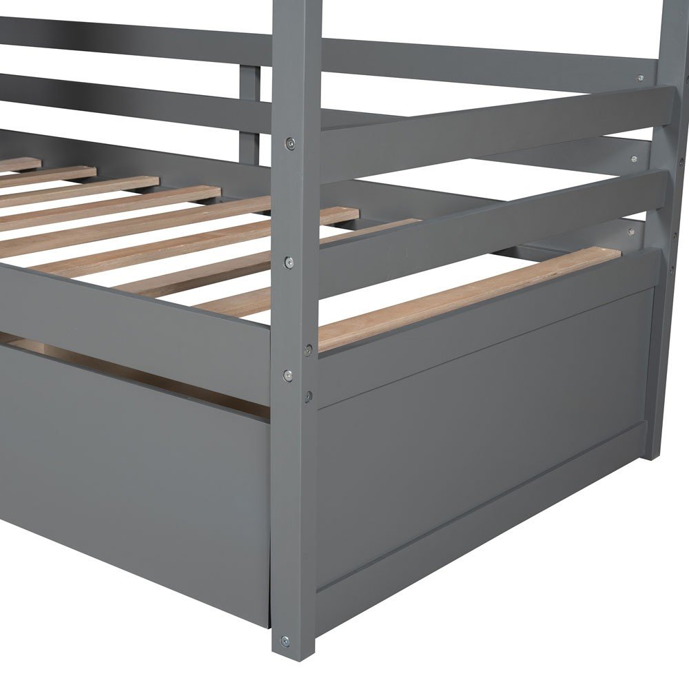 Gray Wood Twin Four Poster Bed Frame