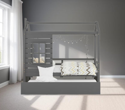 Gray Twin Bed with Trundle