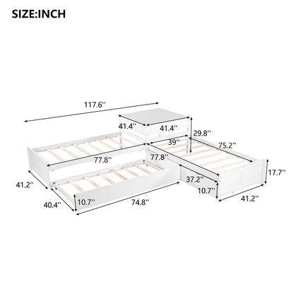 White Twin Bed with Trundle