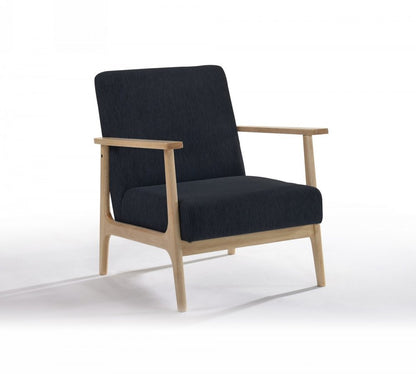 24" Black And Brown Upholstered Arm Chair