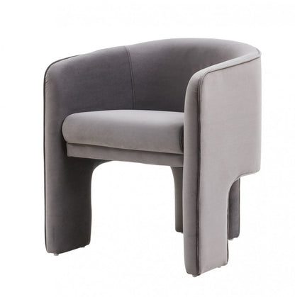 24" Dark Slate Gray Velvet Barrel Chair