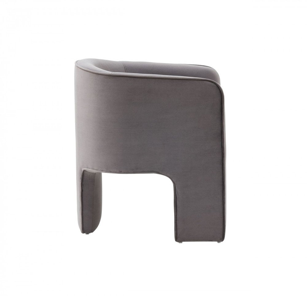 24" Dark Slate Gray Velvet Barrel Chair