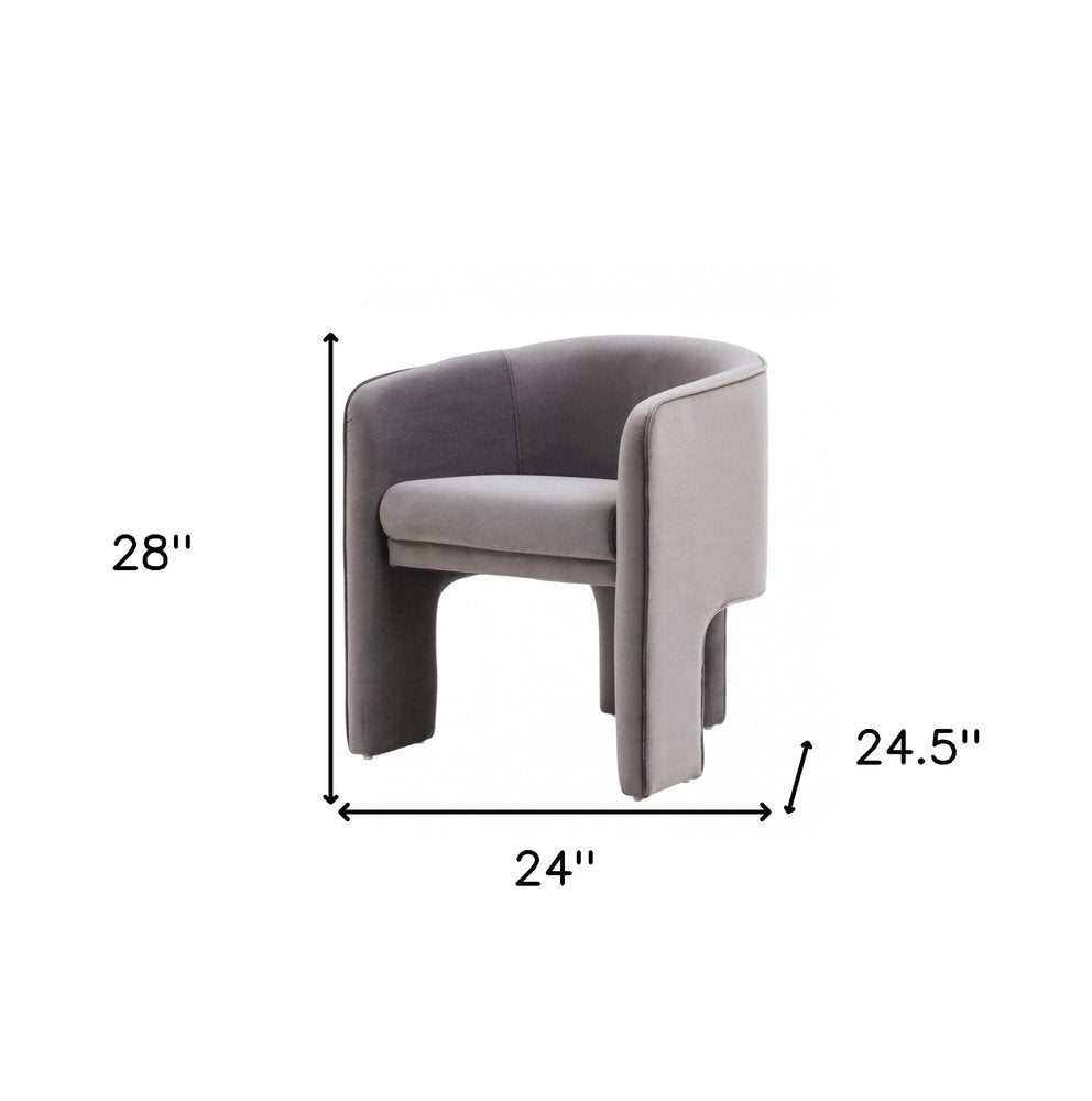 24" Dark Slate Gray Velvet Barrel Chair