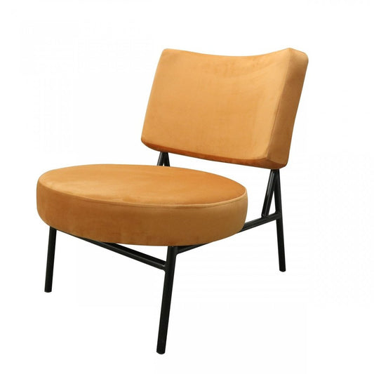 28" Orange And Black Upholstered Barrel Chair