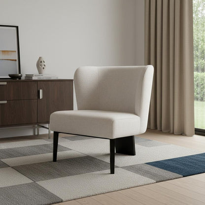 30" Gray And Black Upholstered Wingback Chair
