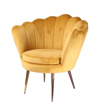 32" Gold Velvet Tufted Barrel Chair