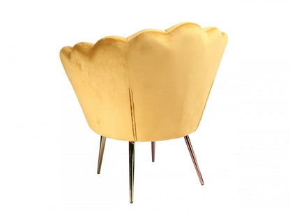 32" Gold Velvet Tufted Barrel Chair