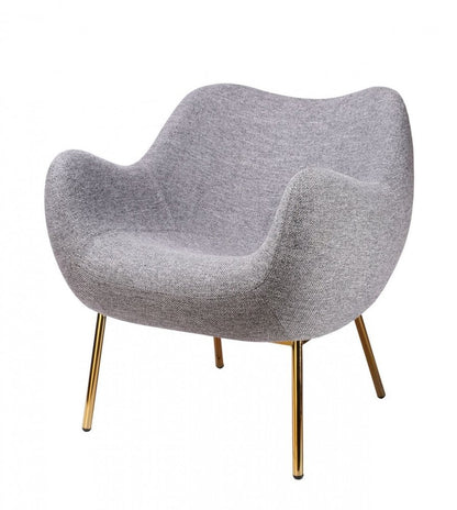 27" Gray And Gold Upholstered Wingback Chair