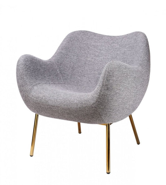 27" Gray And Gold Upholstered Wingback Chair