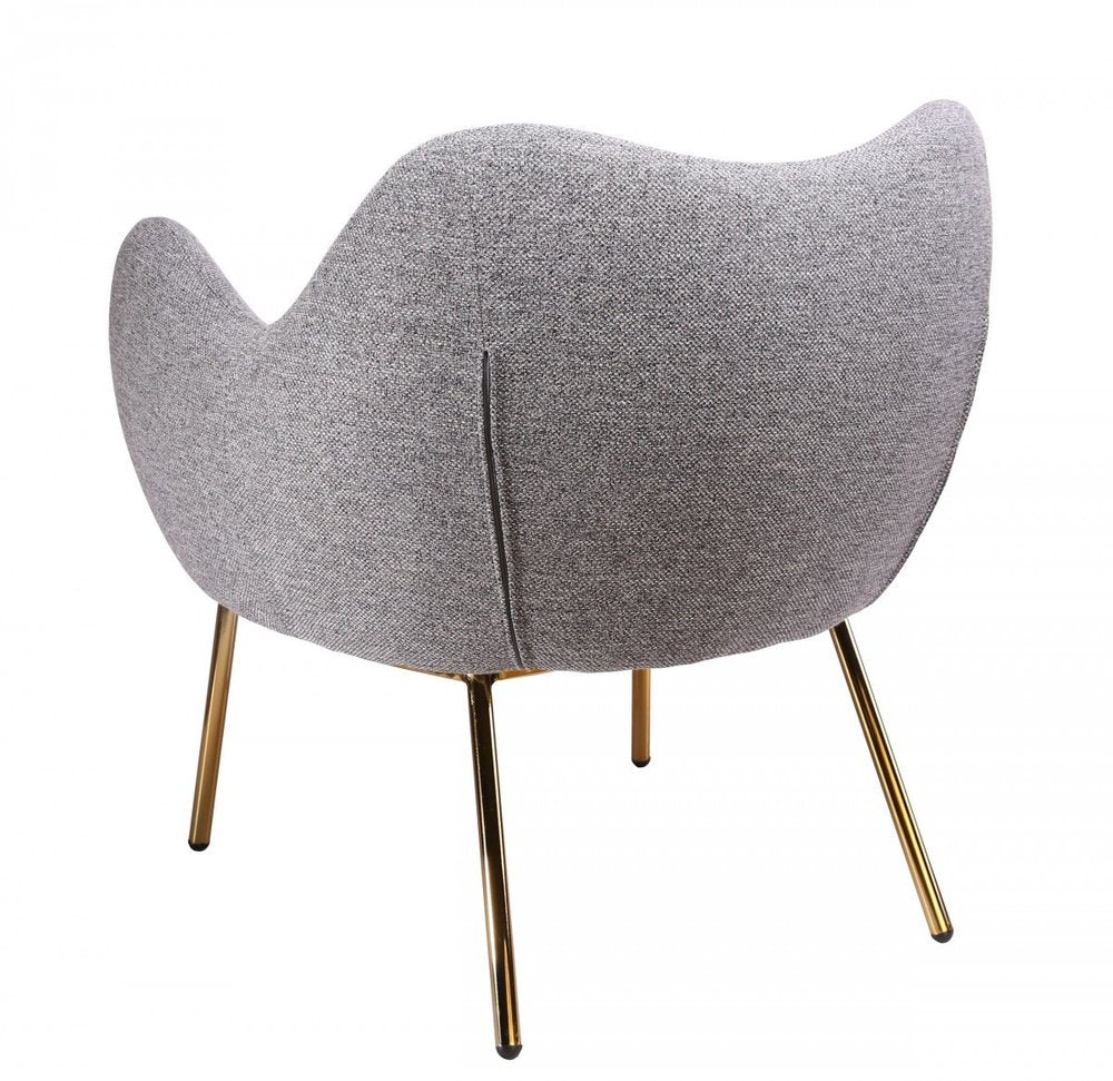 27" Gray And Gold Upholstered Wingback Chair