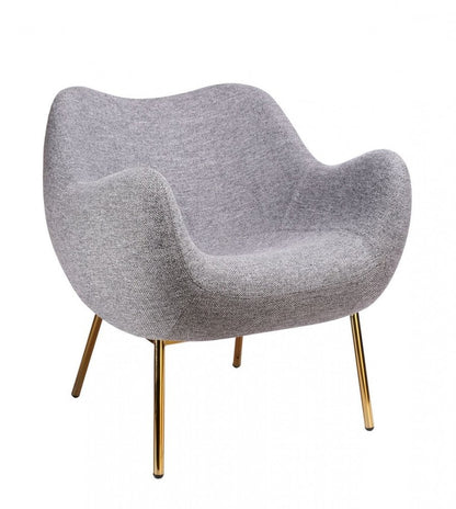 27" Gray And Gold Upholstered Wingback Chair