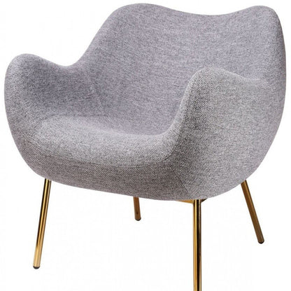 27" Gray And Gold Upholstered Wingback Chair