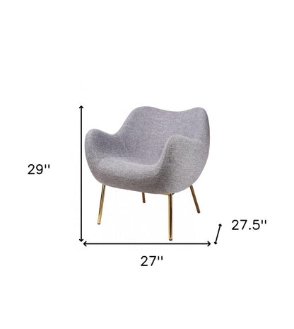 27" Gray And Gold Upholstered Wingback Chair