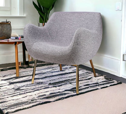27" Gray And Gold Upholstered Wingback Chair