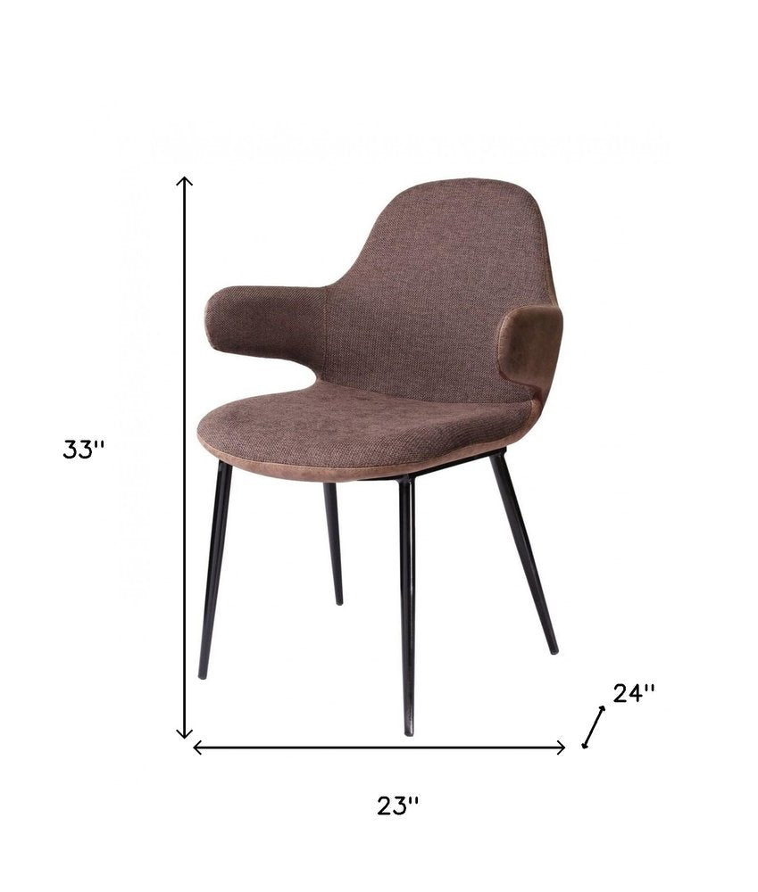 23" Brown And Black Upholstered Arm Chair