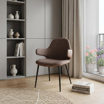 23" Brown And Black Upholstered Arm Chair