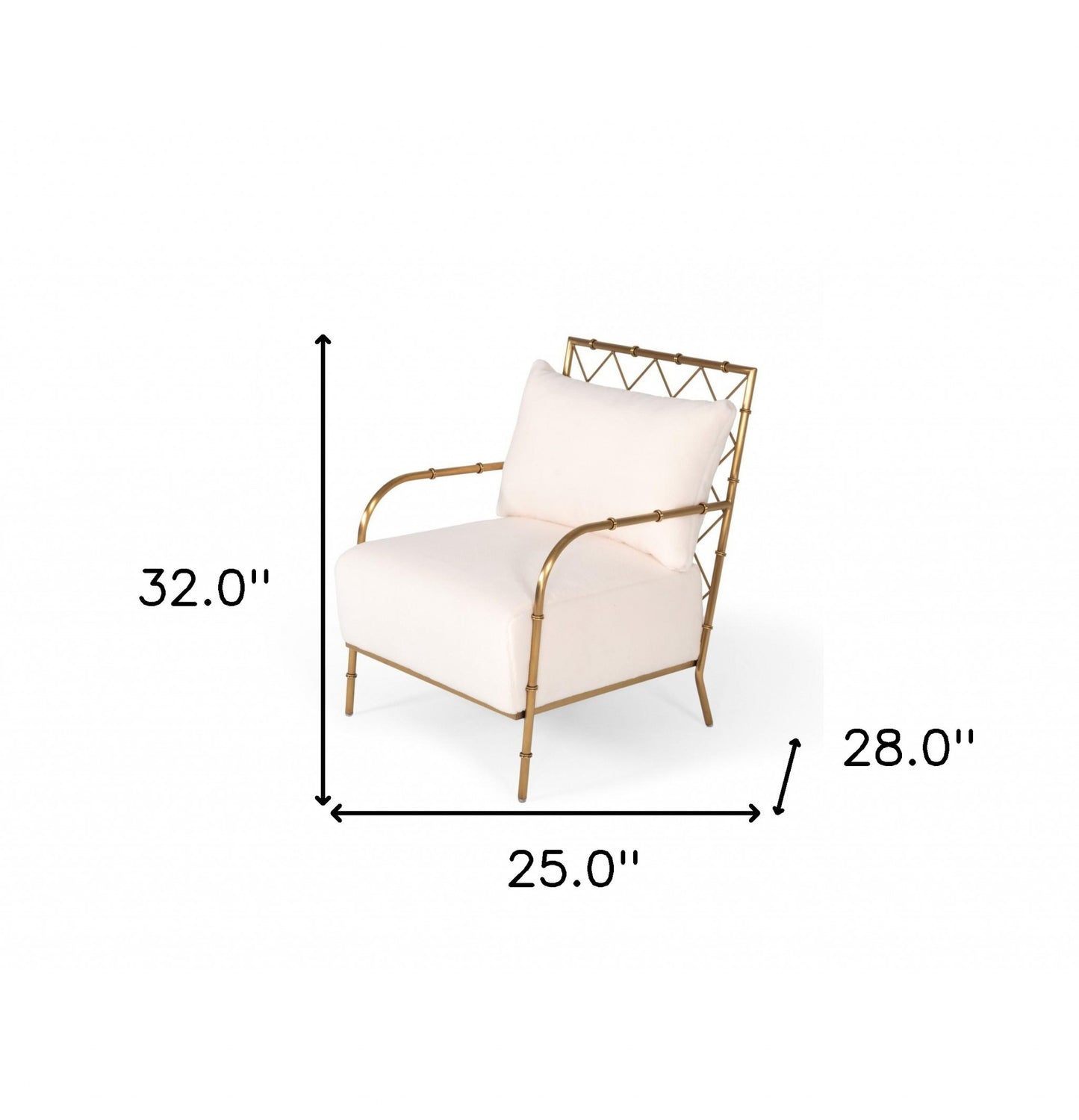 Stylish White and Gold Velvet A Frame Accent Chair