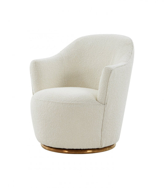 Stylish Sherpa And Gold Metal Swivel Chair