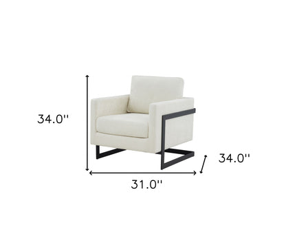 31" Cream And Black Fabric Club Chair