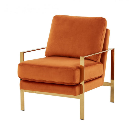 Stylish Orange And Gold Accent Chair