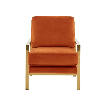 Stylish Orange And Gold Accent Chair