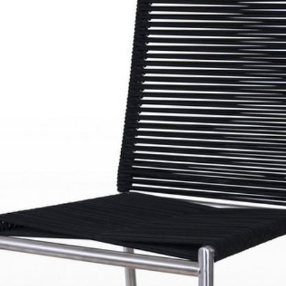 30" Black And Silver Fabric And Steel Bar Height Bar Chair