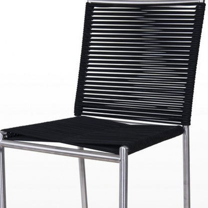 30" Black And Silver Fabric And Steel Bar Height Bar Chair