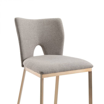 Set of Two 31" Gray And Antiqued Brass Fabric And Iron Bar Height Bar Chairs
