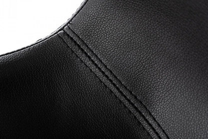 Black And Silver Faux Leather And Steel Low Back Bar Height Swivel Bar Chair