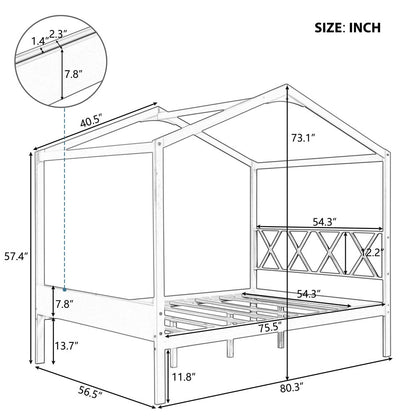 Gray Solid and Manufactured Wood Full Four Poster