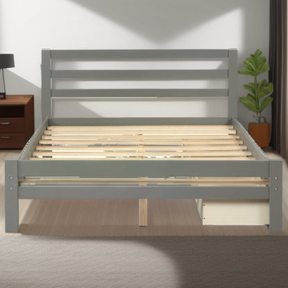 Gray Solid and Manufactured Wood Full Bed