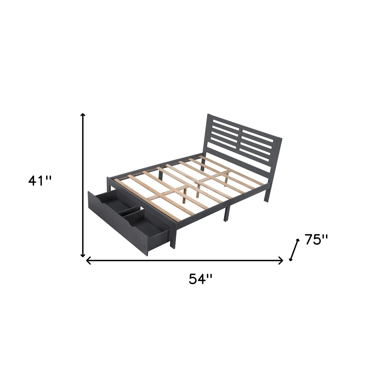 Gray Solid and Manufactured Wood Full Bed