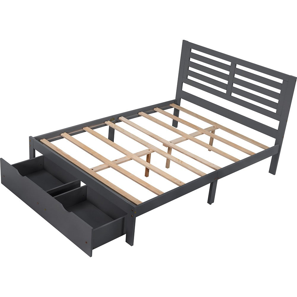 Gray Solid and Manufactured Wood Full Bed