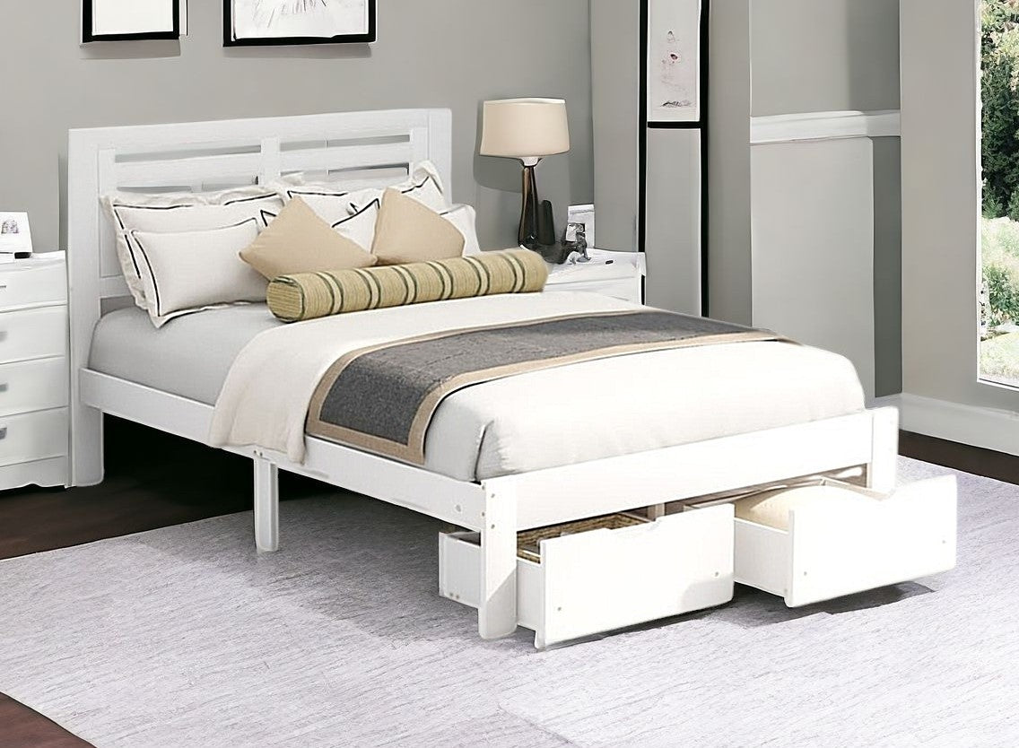 White Solid and Manufactured Wood Full Bed