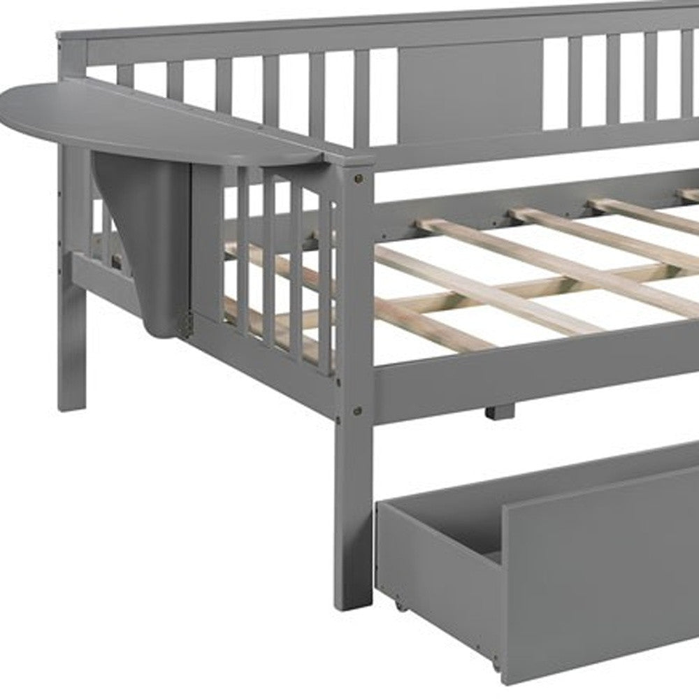 Gray Solid and Manufactured Wood Full Bed